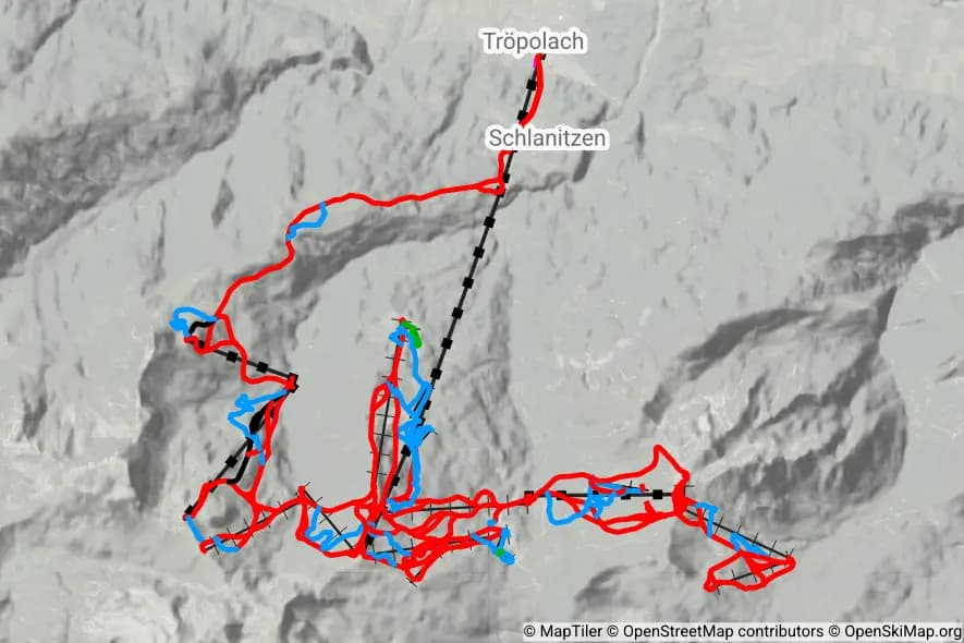 Nassfeld, Mokrine skimap