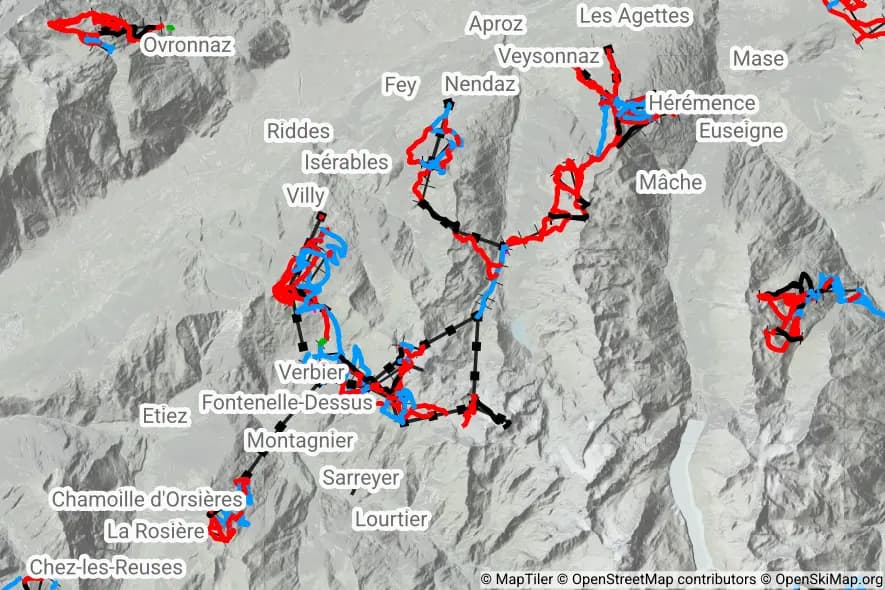 4 Vallées – Verbier/La Tzoumaz/Nendaz/Veysonnaz/Thyon skimap