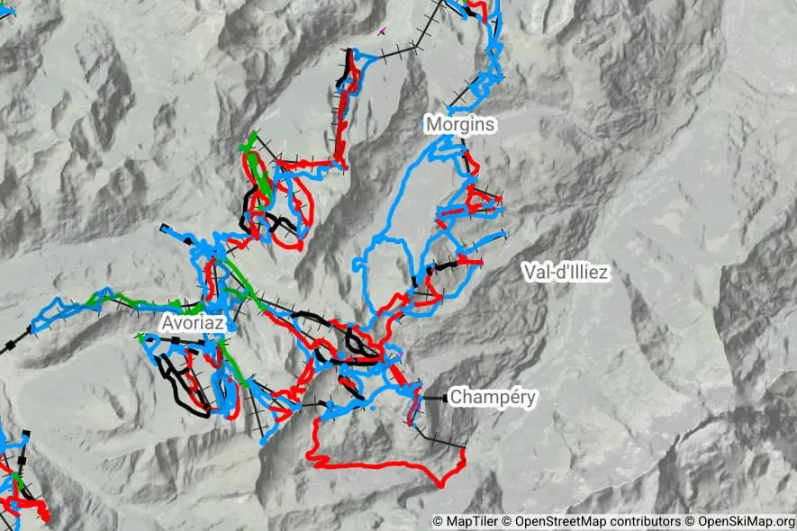 Champéry – Les Crosets – Champoussin – Morgins skimap