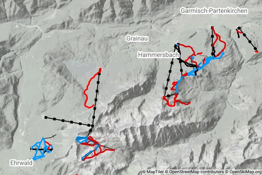 Gletscher-Skigebiet Zugspitze skimap